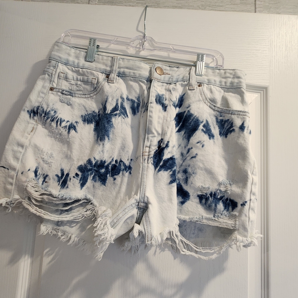 Gilded Intent Blue and White Jean Shorts